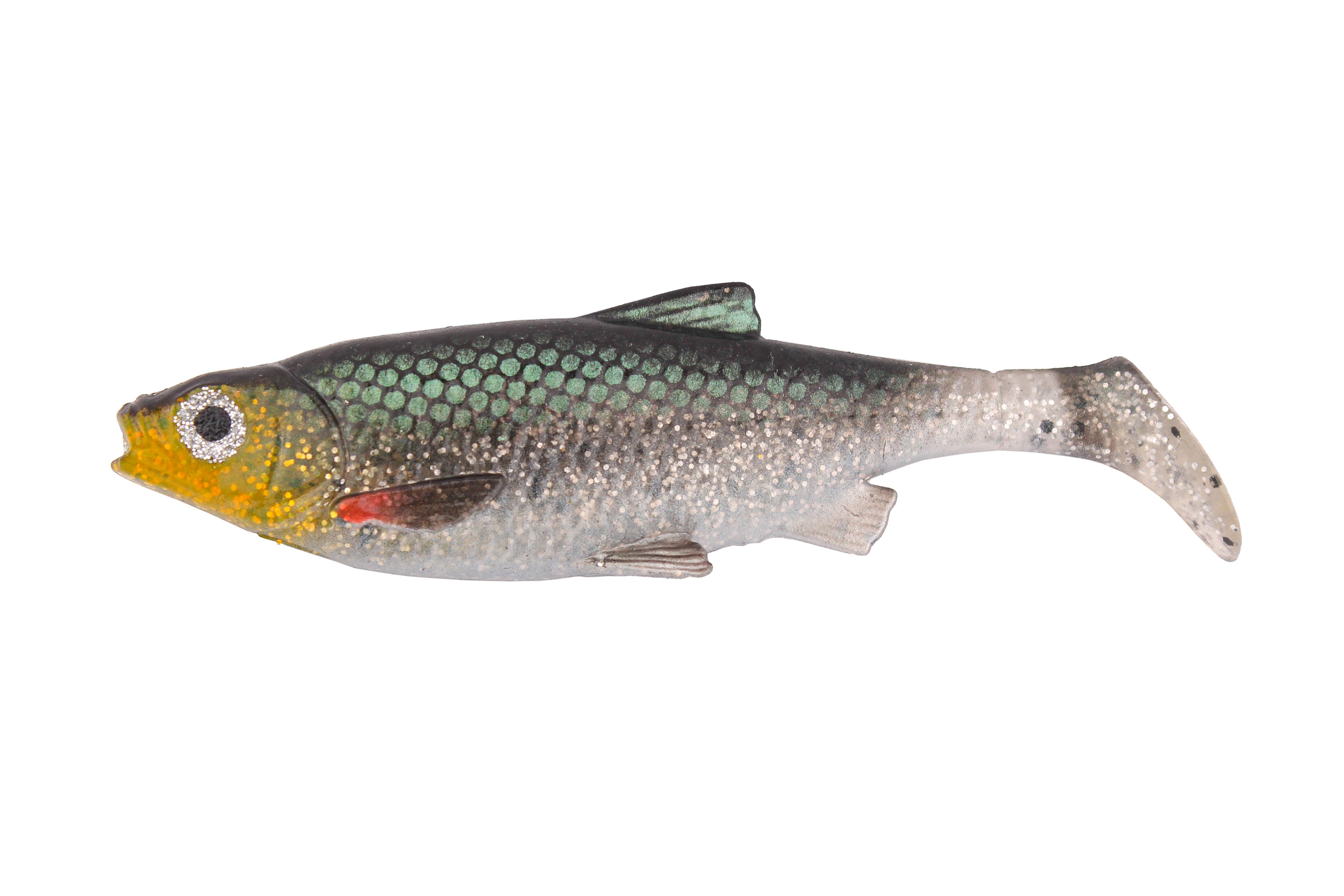 Приманка Savage Gear LB  Roach paddle tail  10см bulk green silver 1/48 - фото 1