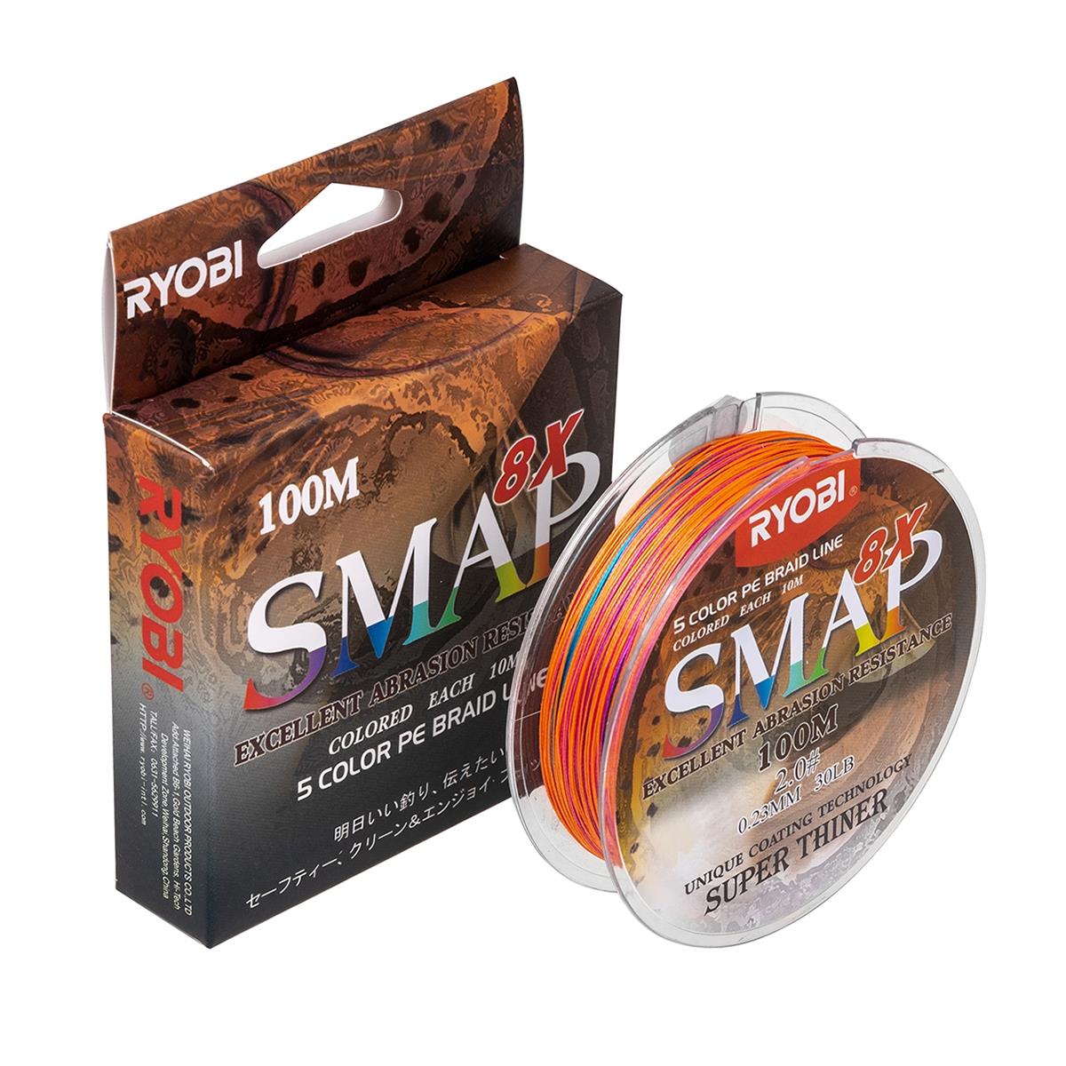 МП Шнур SMAP PE8X-100M 2.0# Multi Colour 0,235мм Ryobi - фото 1