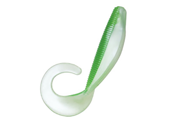 Приманка Z-Man твистер Curly tail streakz 4&quot; lime pearl 5шт - фото 1