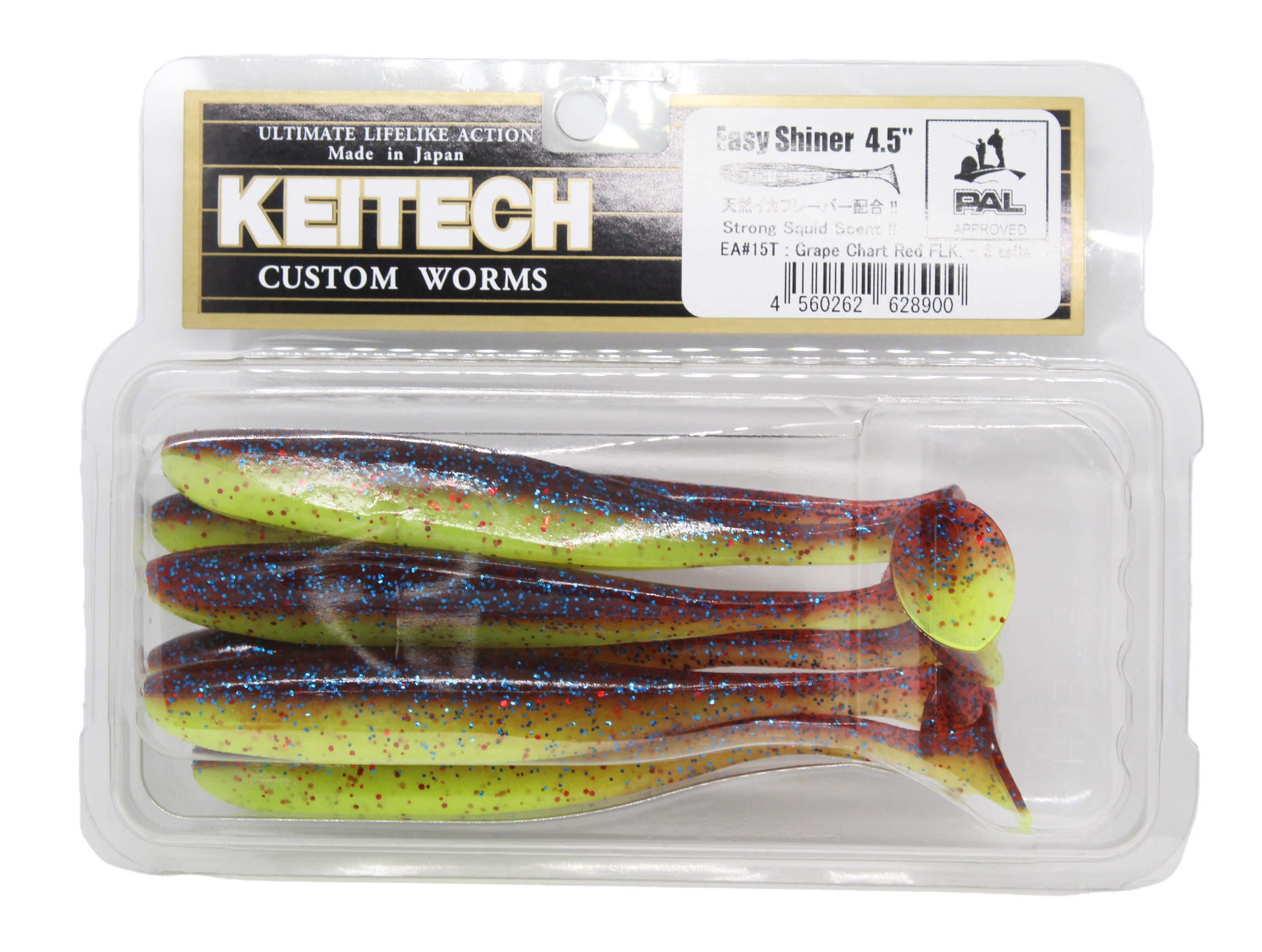 МП Приманка Keitech виброхвост Easy shiner 4,5" EA15 Grape chart red FLK - фото 1