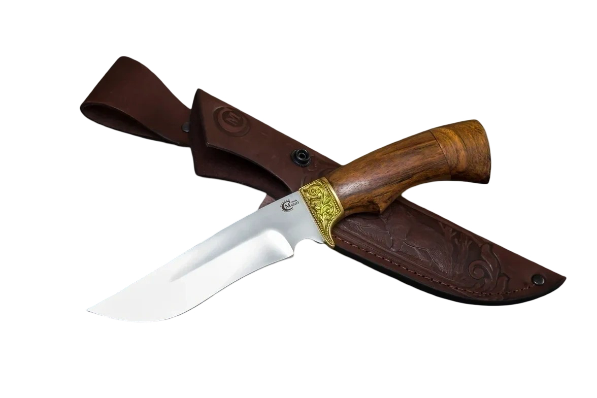 Нож ИП СЕМИНА Галеон сталь 65х13 литье ценные породы дерева гравировка - фото 1