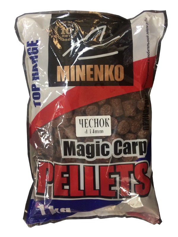 Пеллетс MINENKO Magic carp Чеснок 14мм 1кг - фото 1