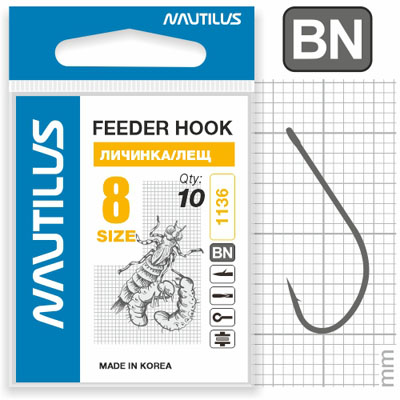 Крючок Nautilus Sting Feeder Личинка/лещ S-1136BN № 8 - фото 1
