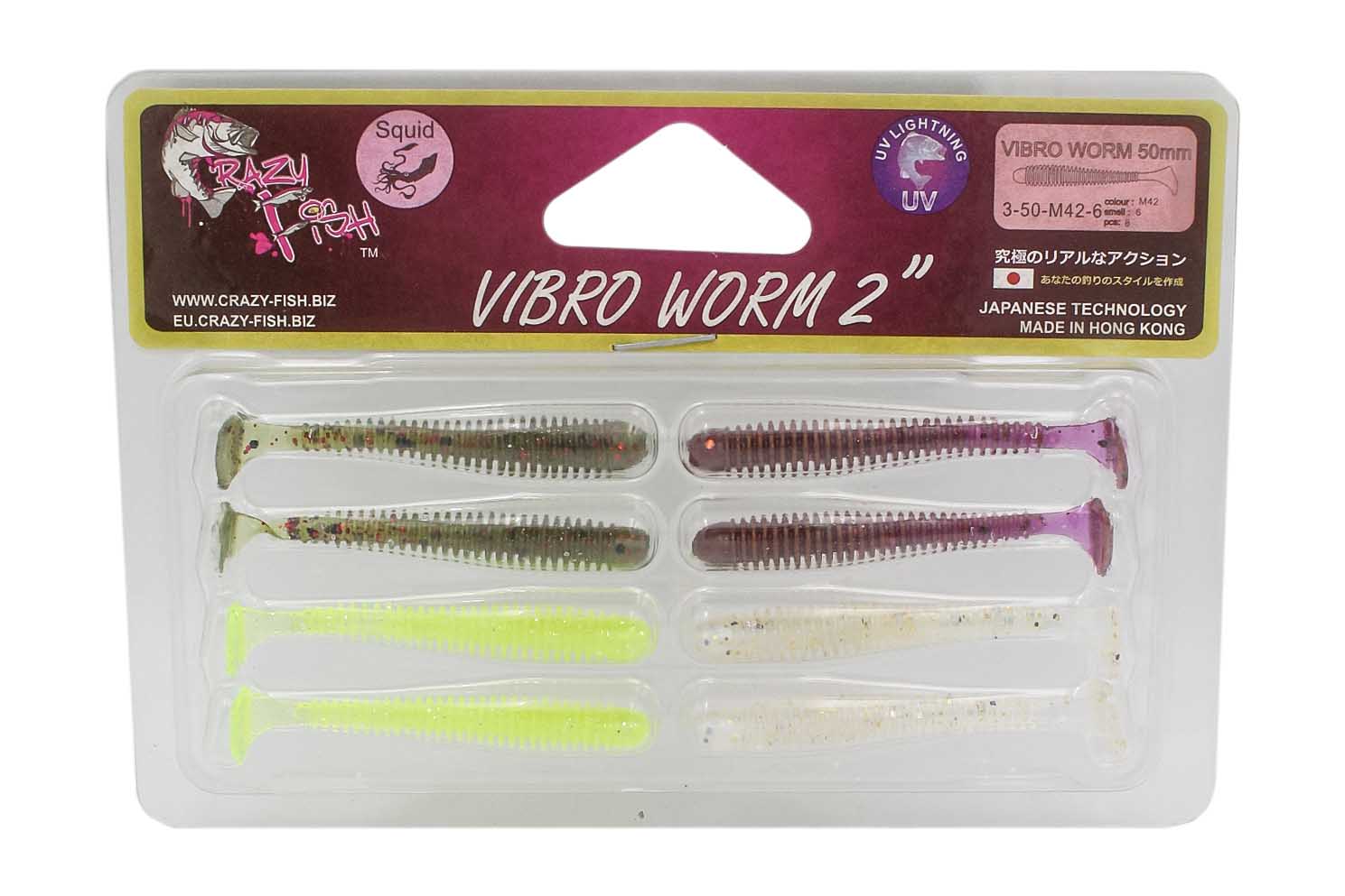 Приманка Crazy Fish Vibro worm 2&quot; 3-50-M42-6 - фото 1