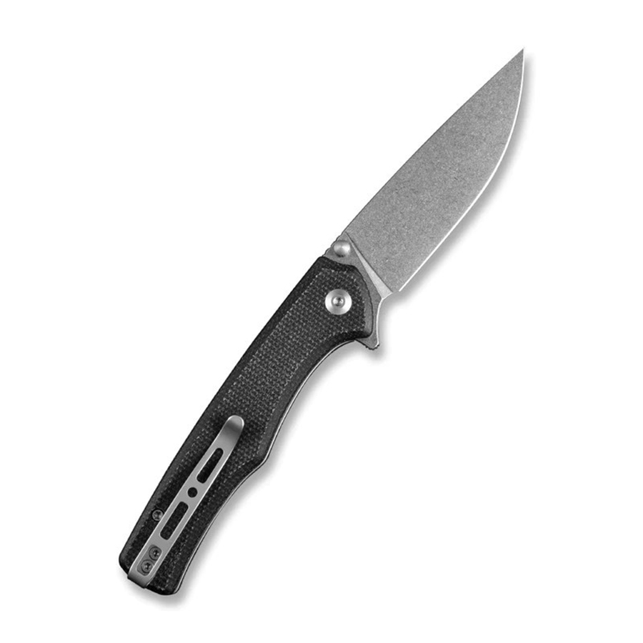 Нож Sencut Crowley Flipper & Button Lock & Thumb Stud Knife Black Micarta Handle - фото 1