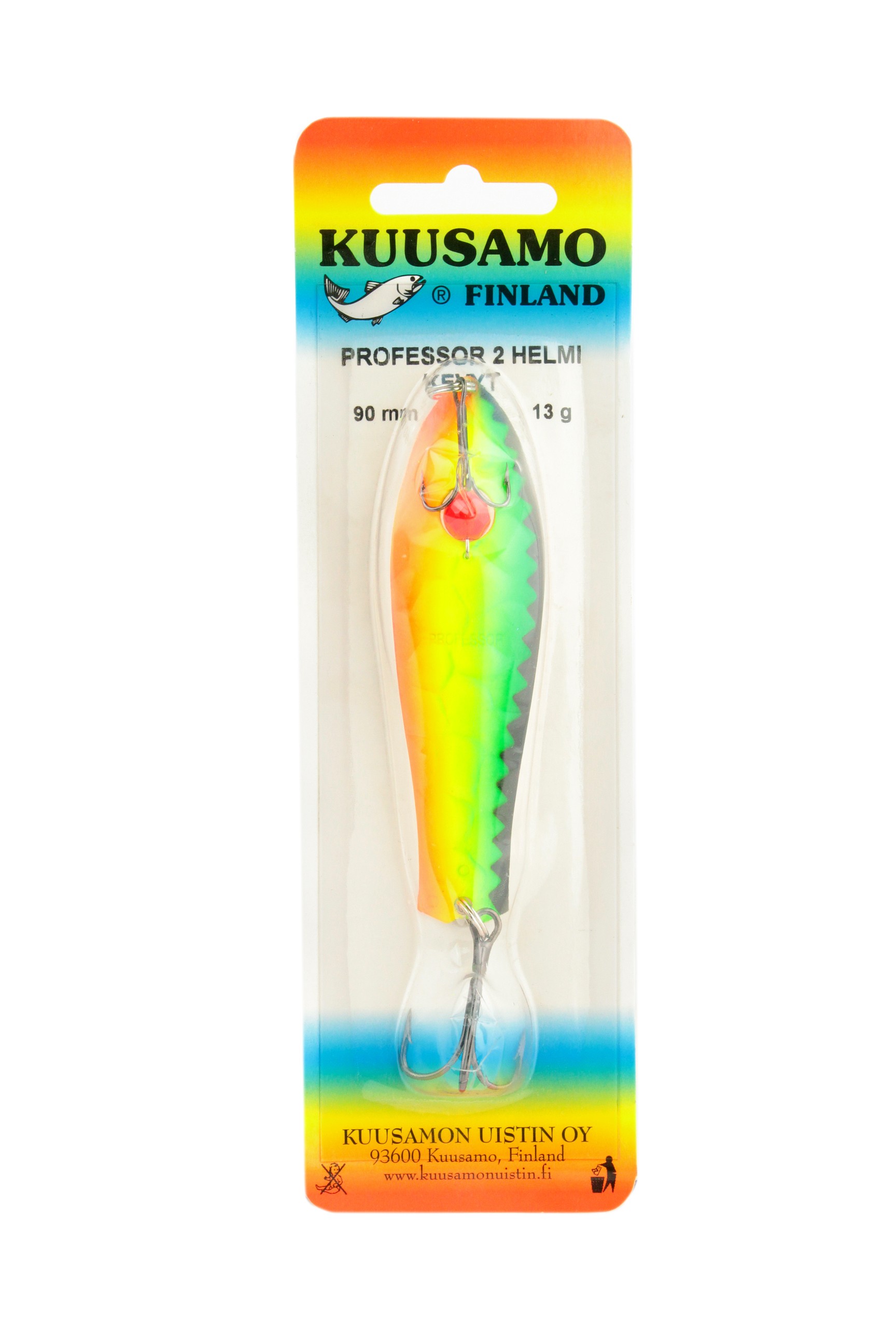 Блесна Kuusamo Professor2 бусина 90мм 13гр BL/GR/FYe/FR-S