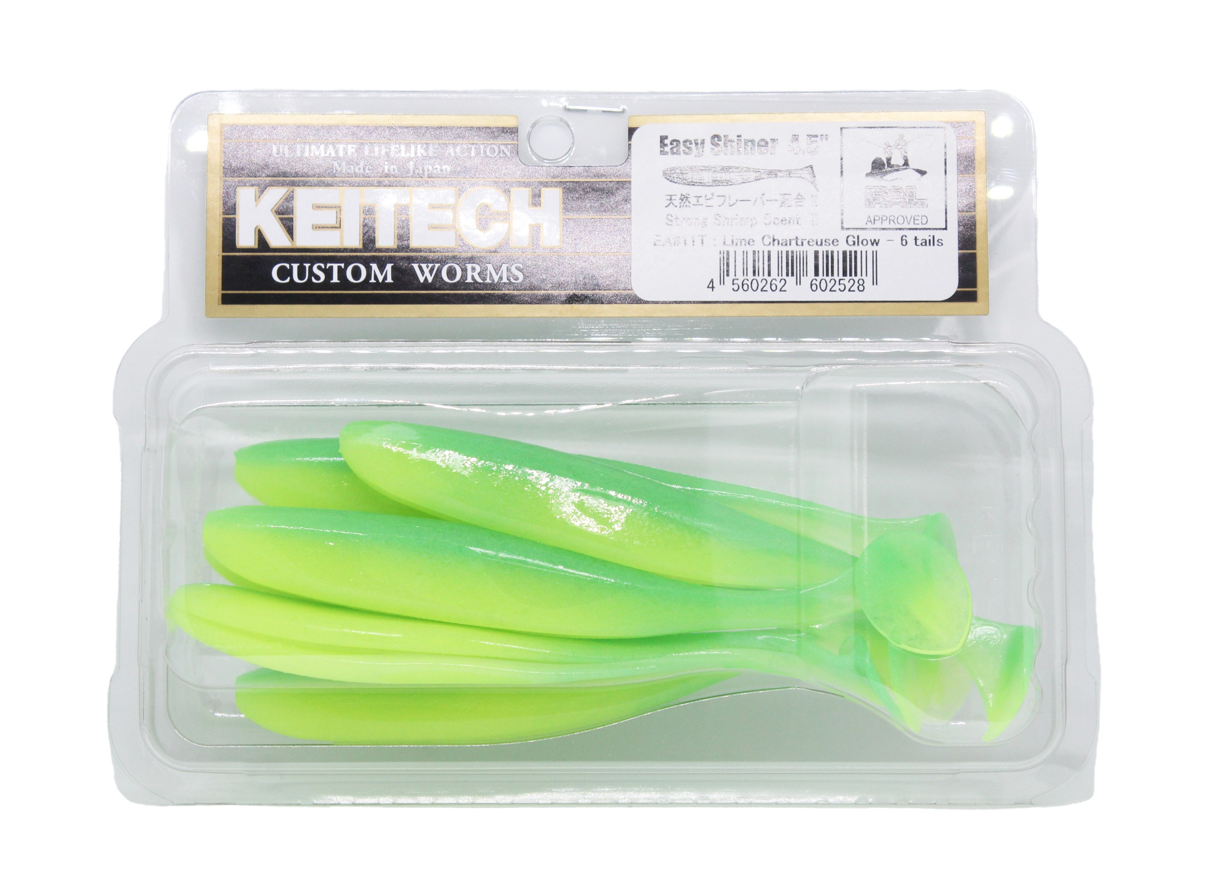 Приманка Keitech виброхвост Easy shiner 4,5" EA11 lime chartreuse glow - фото 1