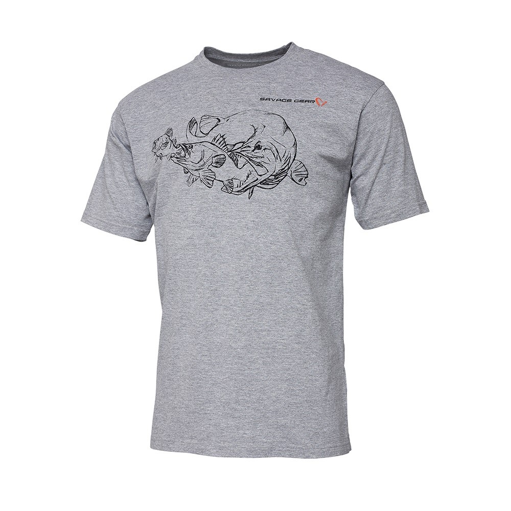 Футболка Savage Gear Cannibal INK tee gray melange - фото 1