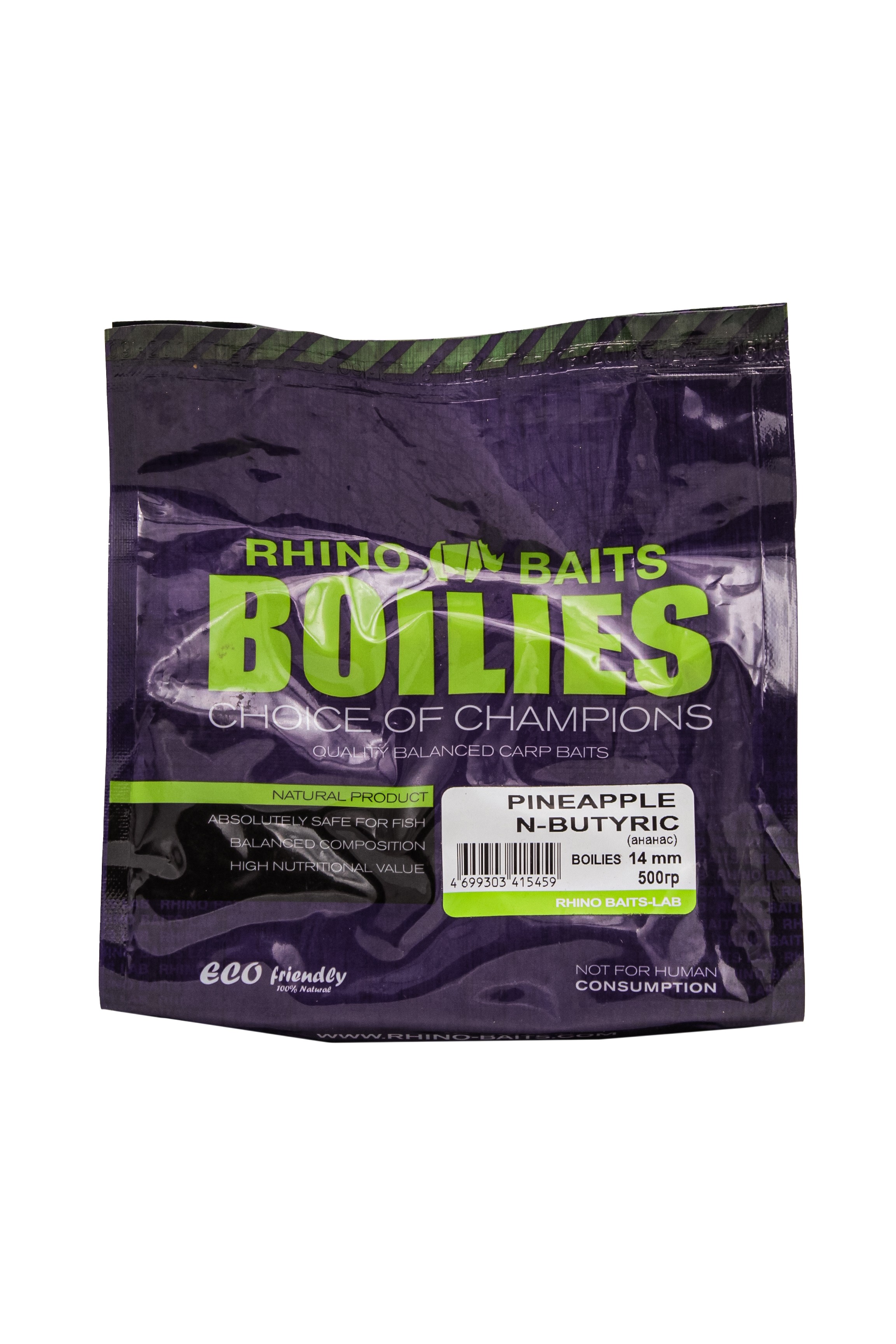 Бойлы Rhino Baits Pineapple N-bituric ананас 14мм 500гр - фото 1