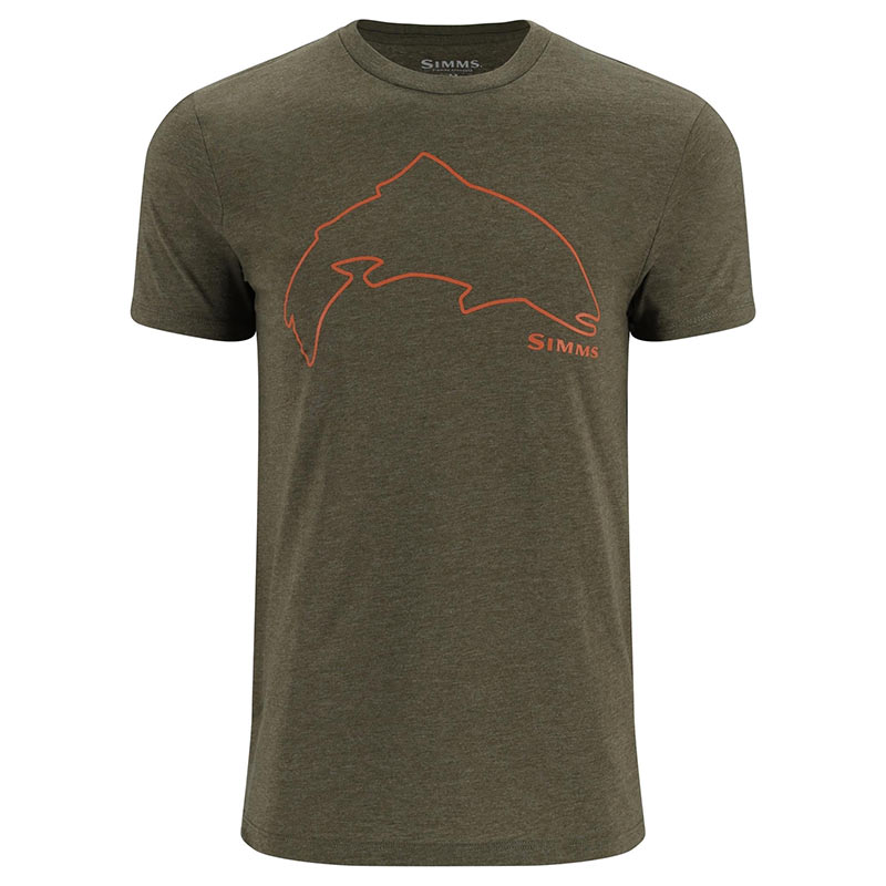 Футболка Simms Trout Outline T-Shirt Loden Heather  - фото 1