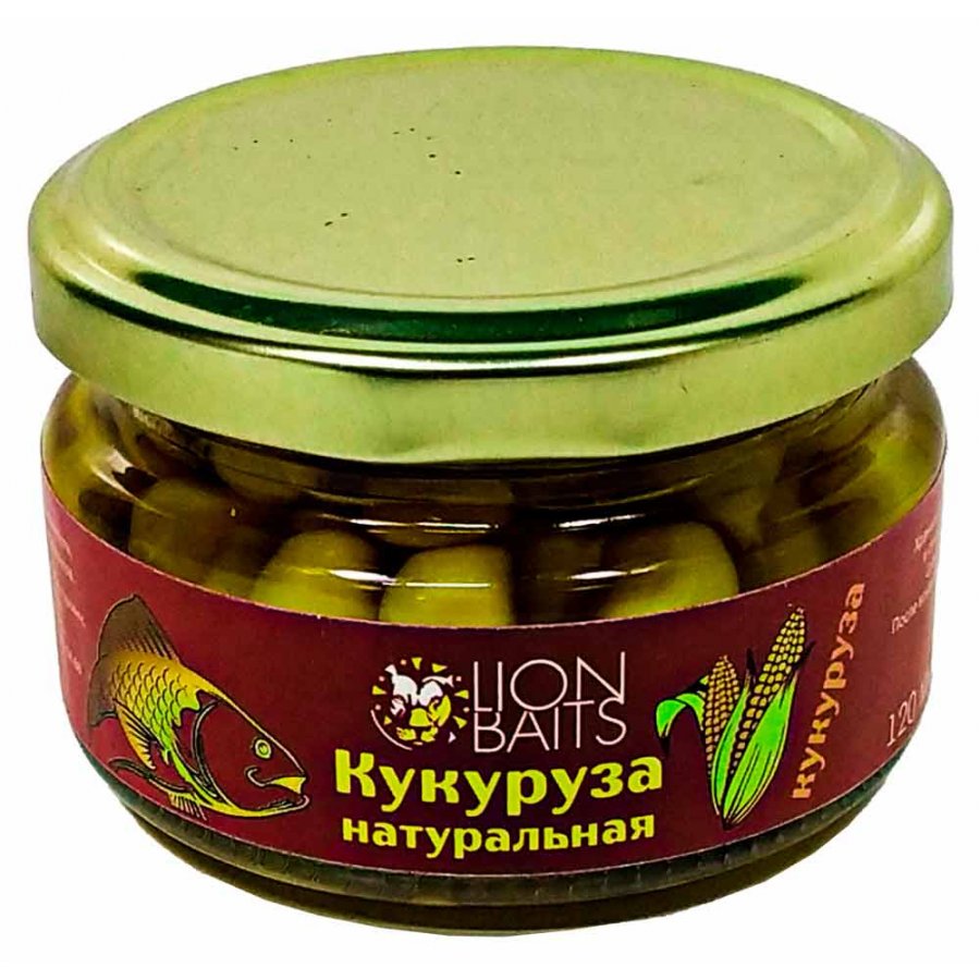 Кукуруза Lion Baits натуральная в стеклянной банке Кукуруза 120мл - фото 1