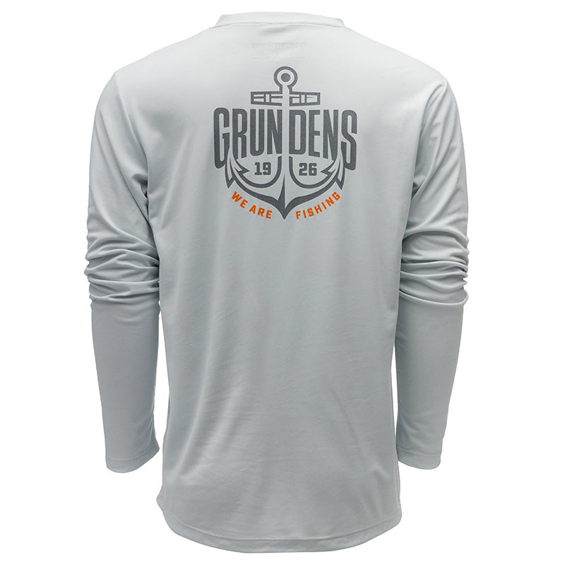 Футболка Grundens Logo Anchor LS Tech Tee Grey Mist - фото 1