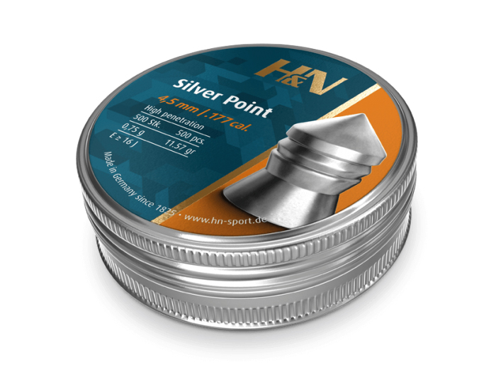 МП Пули для пневматики H&N Silver Point кал. 4,5 мм (11,57 grain / 0,75 г) уп. - фото 1