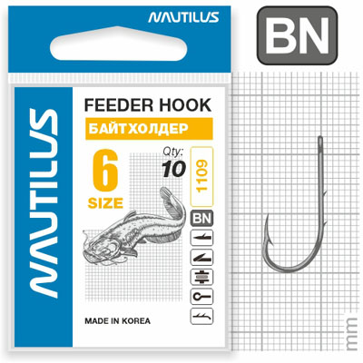 Крючок Nautilus Sting Feeder Байтхолдер S-1109BN № 6 - фото 1