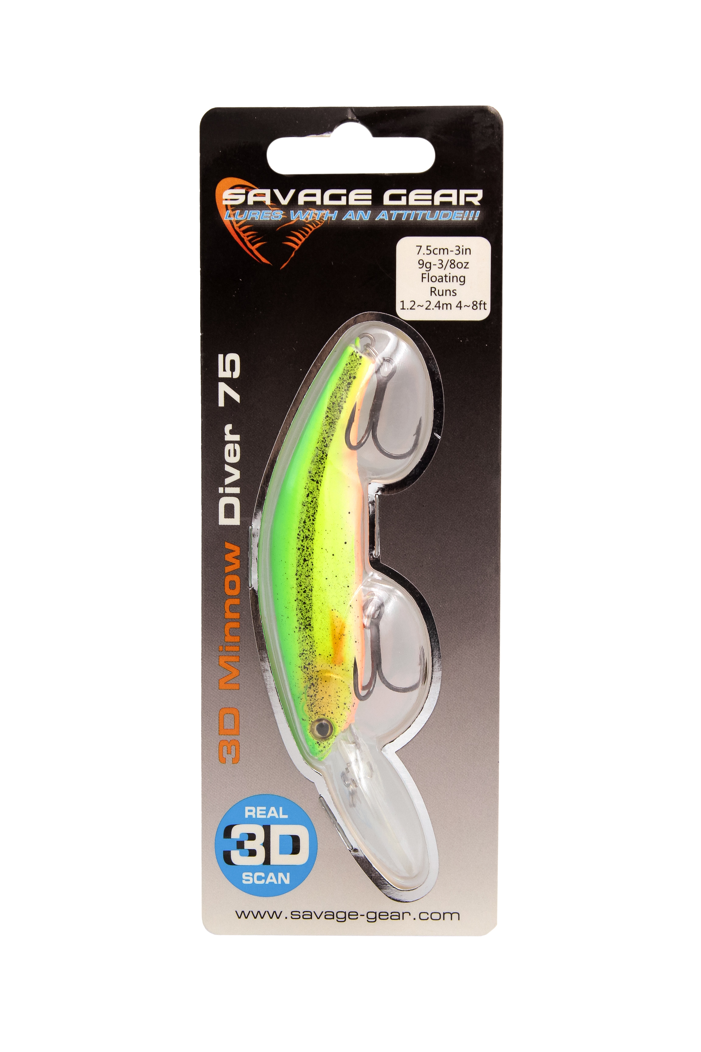 Воблер Savage Gear 3D minnow diver 7,5см 9гр F 03 firetiger - фото 1