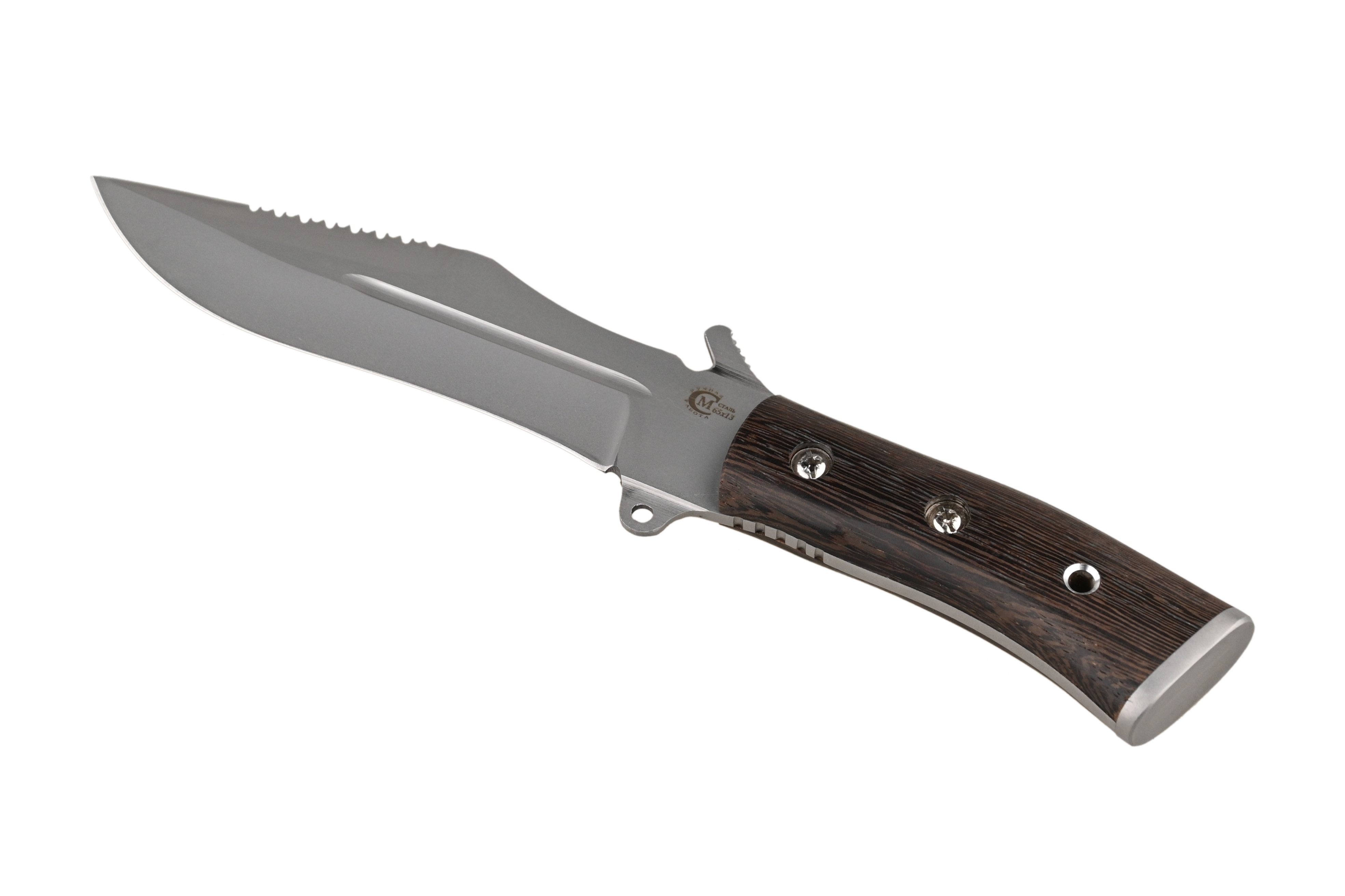 Нож ИП Семин Армейский сталь 65х13 ценные породы дерева - фото 1
