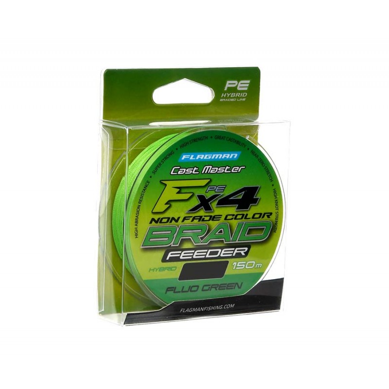 Шнур Flagman Cast Master Feeder Braid F4 150м Fluo Green 0,10мм 5,1кг 11lb - фото 1