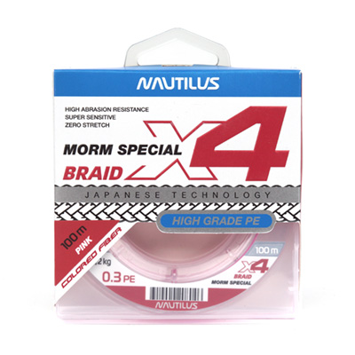 МП Шнур Nautilus X4 Morm Special Pink 2,2кг 0.3 PE 100м NEW - фото 1