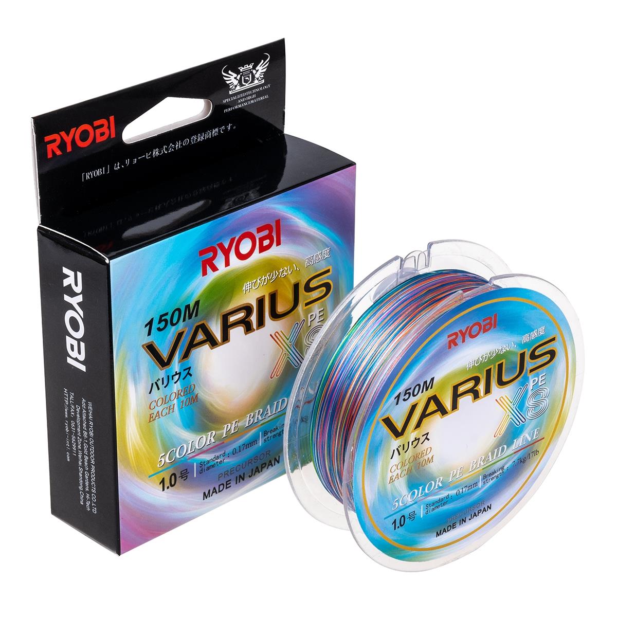 МП Шнур VARIUS PE8X-150MI 1.0# Multi Colour 0,165мм Ryobi - фото 1