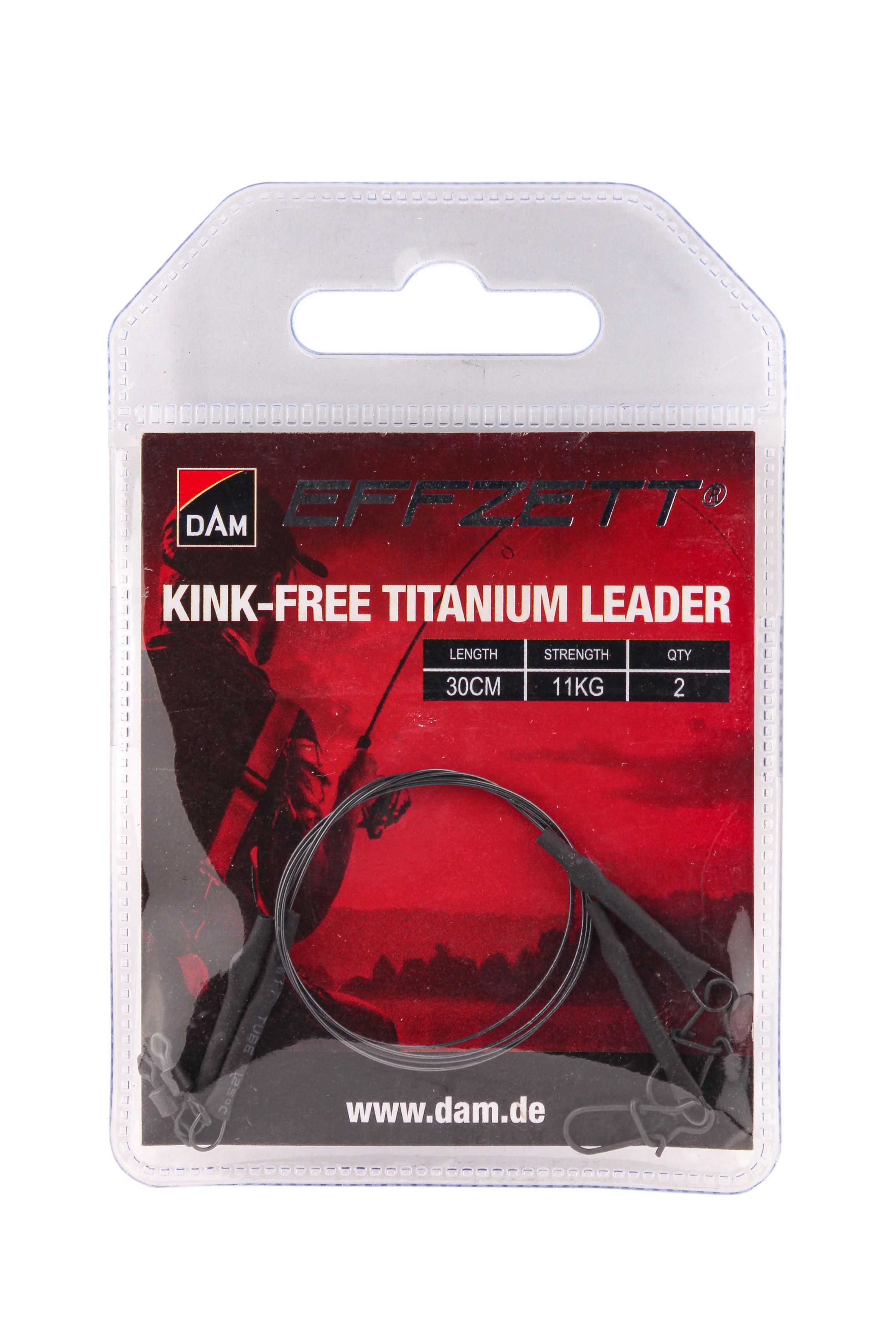 Поводок DAM Effzett Kink-free titanium leader S 30см 11кг 2шт - фото 1
