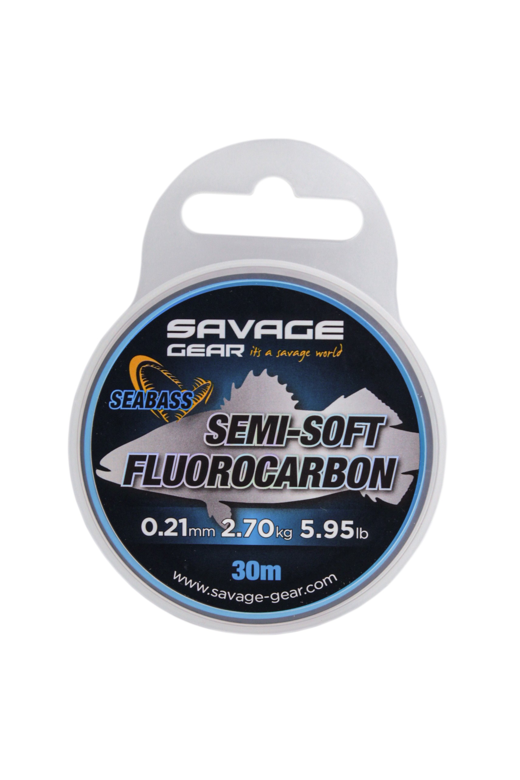 Леска Savage Gear Semi-soft fluorocarbon seabass 30м 0,21мм 2,70кг 5,95lbs clear - фото 1