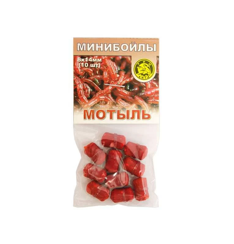 Минибойлы Три Кита на резинке 8х14мм мотыль 10шт - фото 1