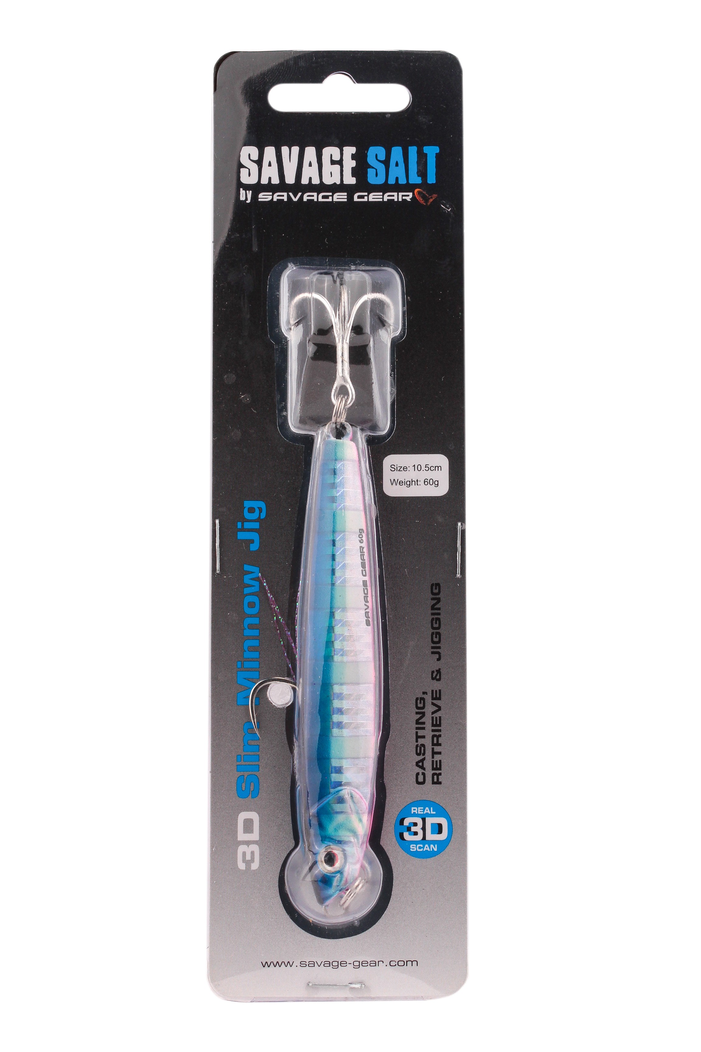 Пилькер Savage Gear 3D Slim Minnow Jig 60гр 10.5см Blue Pink Zebra - фото 1