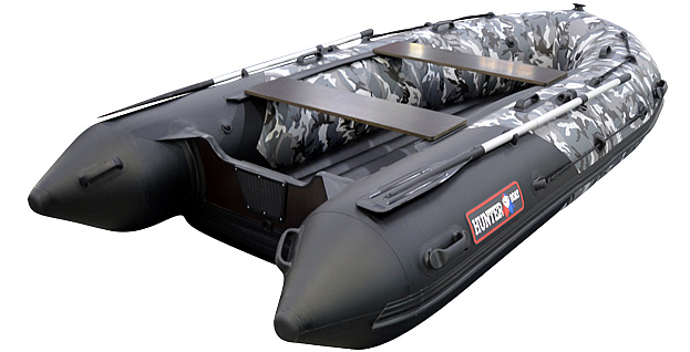 Лодка Хантер 350 Про серый кмф - фото 1