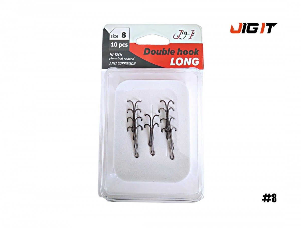 МП Двойник JIG IT Long double hooks, 10 шт/уп. №8 - фото 1