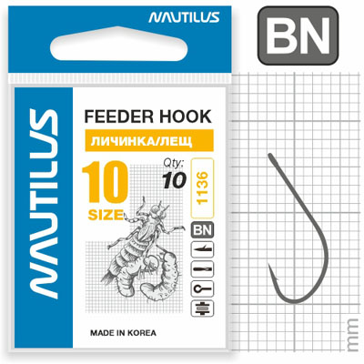 Крючок Nautilus Sting Feeder Личинка/лещ S-1136BN №10 - фото 1
