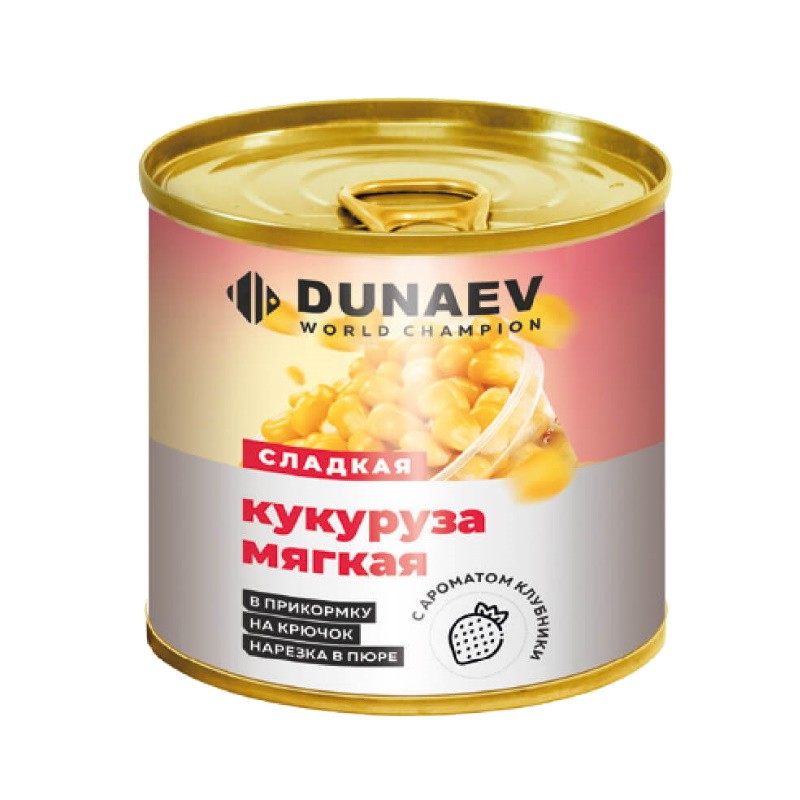 Прикормка Dunaev Кукуруза Мягкая металлобанка 400мл клубника - фото 1