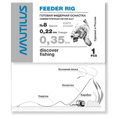 Оснастка фидерная Nautilus Симметричная петля №31 0,35мм крючок №8 - фото 1