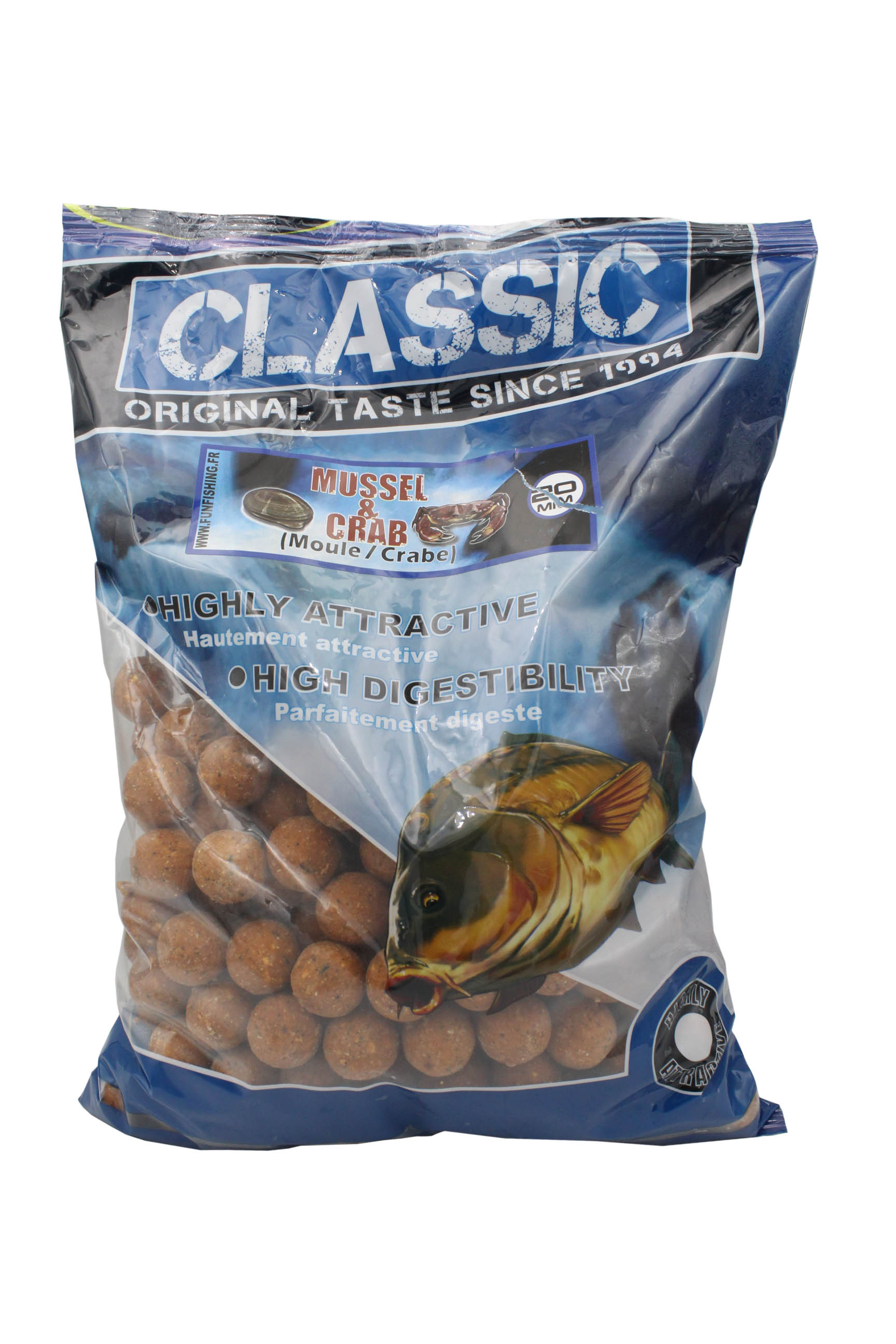 Бойлы Fun Fishing Classic Moule Crab мидия-краб 20мм 2кг - фото 1