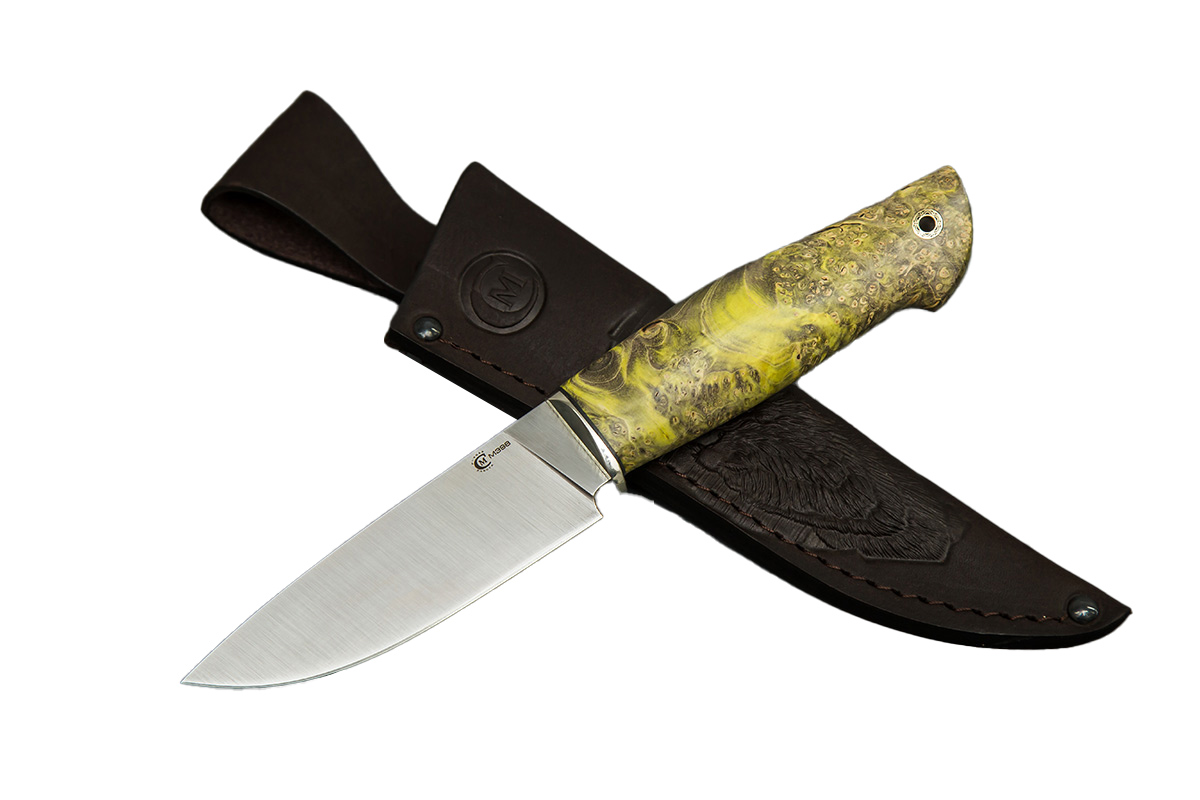 Нож ИП СЕМИНА Сокол ст.М 398 мельхиор стаб. кап клена - фото 1