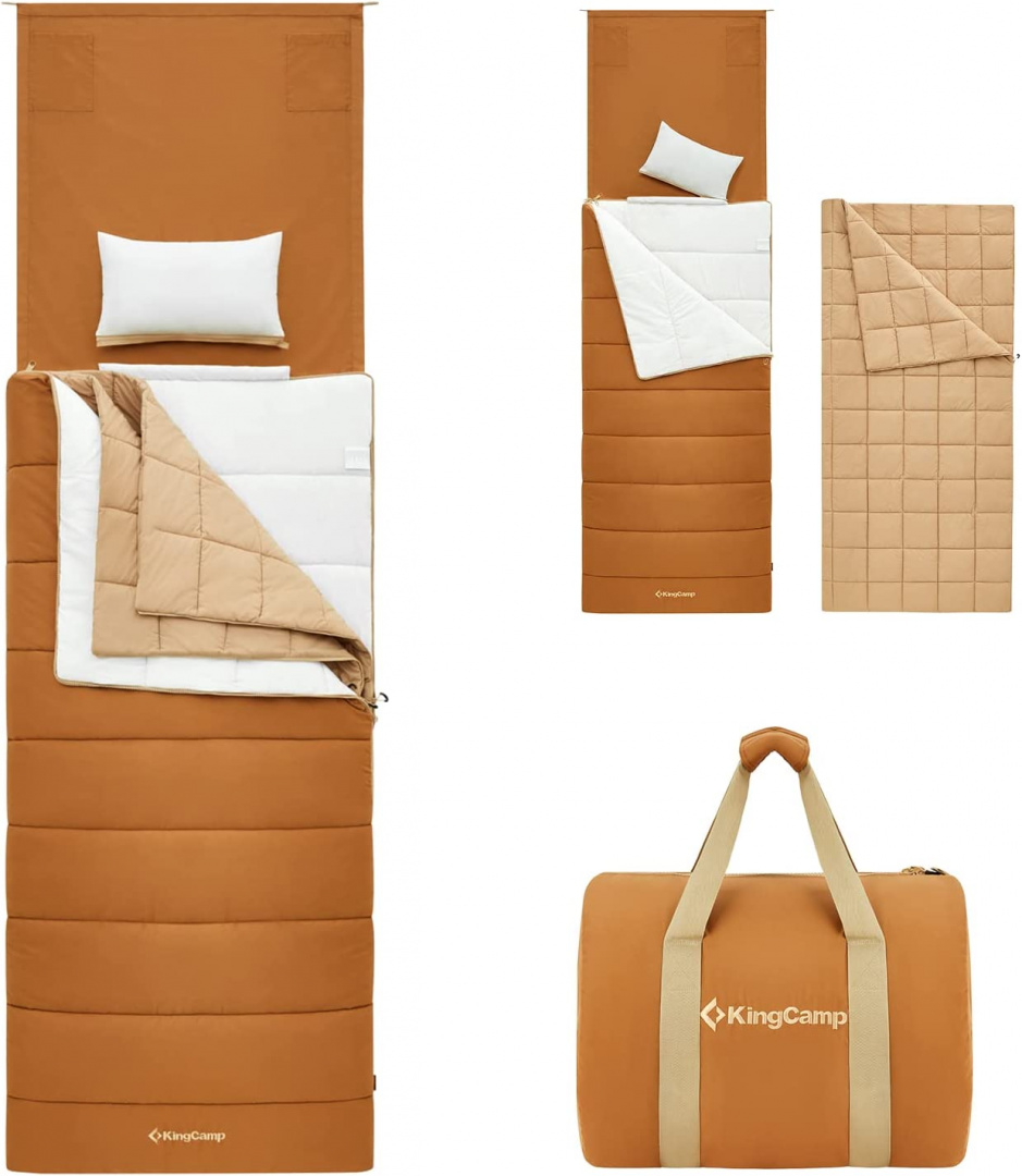 Спальный мешок King Camp Grassy 600 -22С 203x96 коричневый левый - фото 1