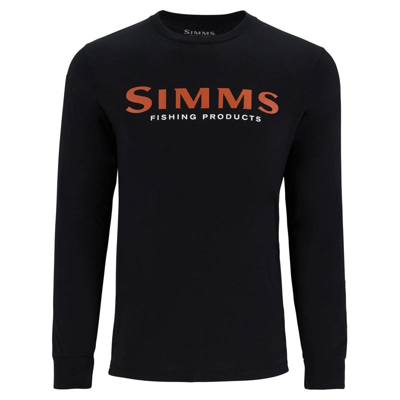 Футболка Simms Logo LS Shirt Jet Black  - фото 1