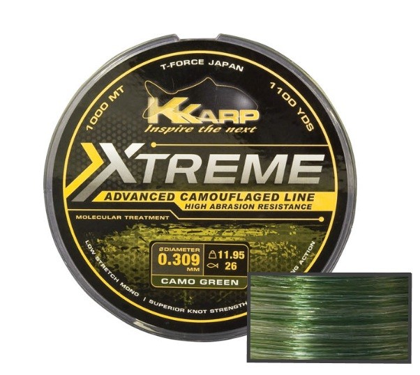 Леска Trabucco K-Karp Xtreme camo green 1000м 0,28мм - фото 1