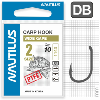 Крючок Nautilus Sting Carp Wide gape S-1143PTFE № 2 - фото 1