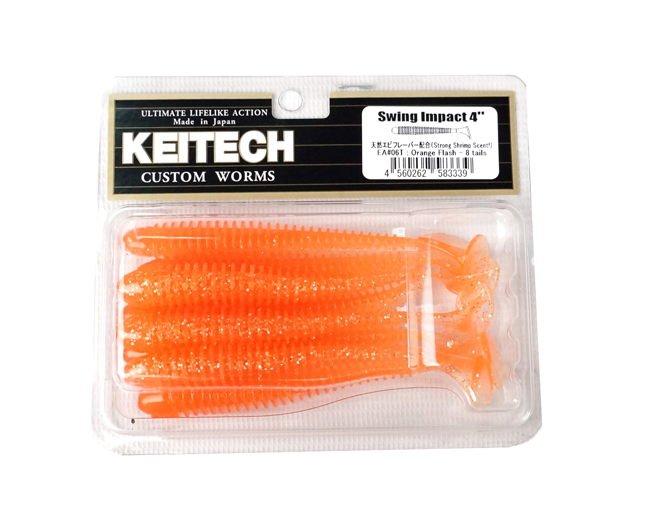 Приманка Keitech виброхвост Swing impact 4" EA 06 Orange flash - фото 1