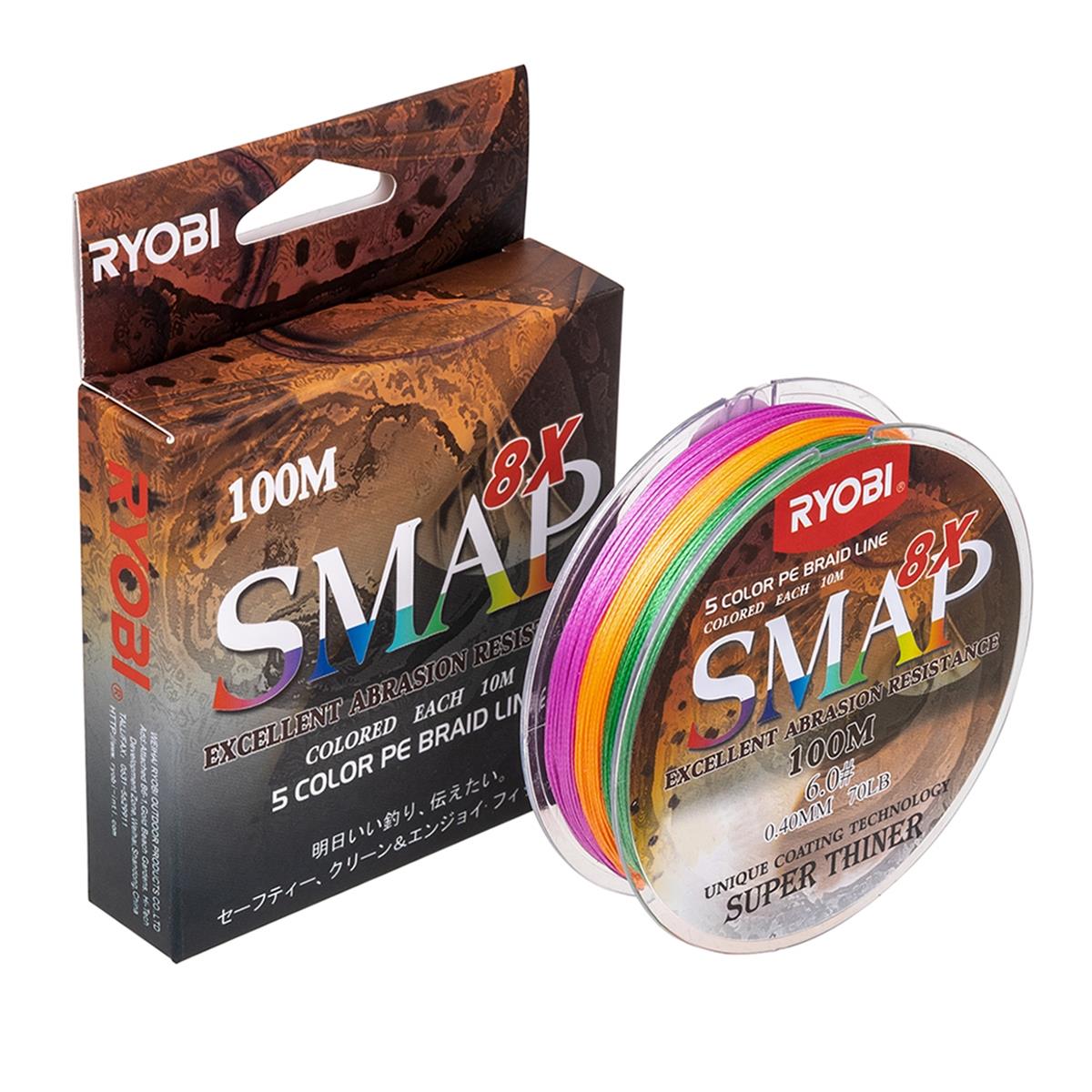 МП Шнур SMAP PE8X-100M 6.0# Multi Colour 0,405мм Ryobi - фото 1
