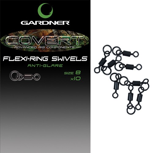 Вертлюг с быстросъёмом Gardner Covert flexi-ring swivels anti glare №8 - фото 1