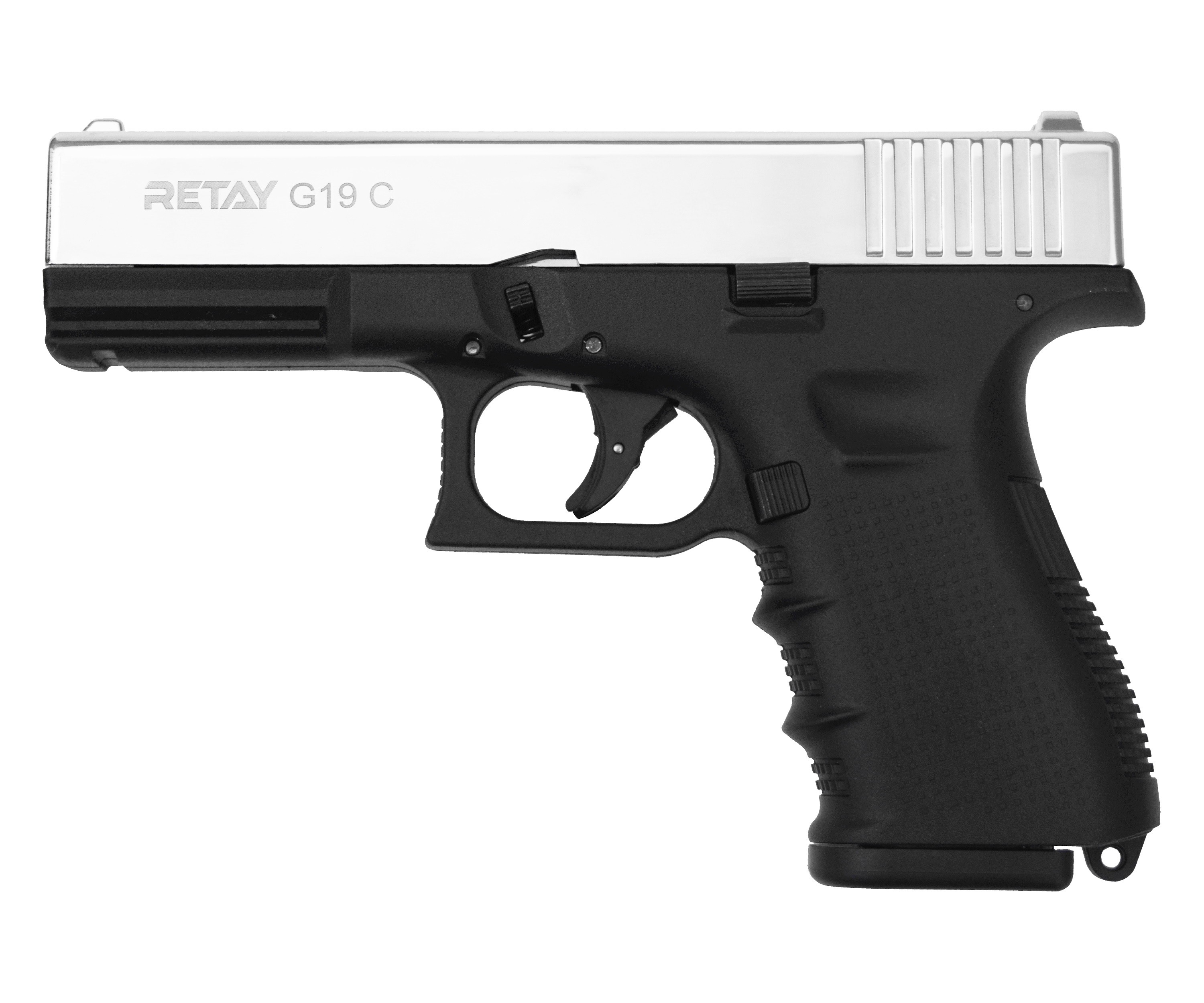 Пистолет Retay G19C Glok 9мм РАК охолощенный никель