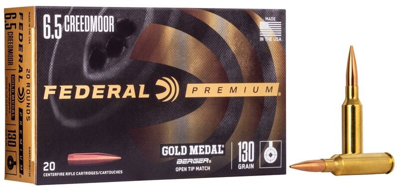 Патрон 6,5 Creedmoor Federal Gold Medal Berger OTM 8,4г 1/20 - фото 1