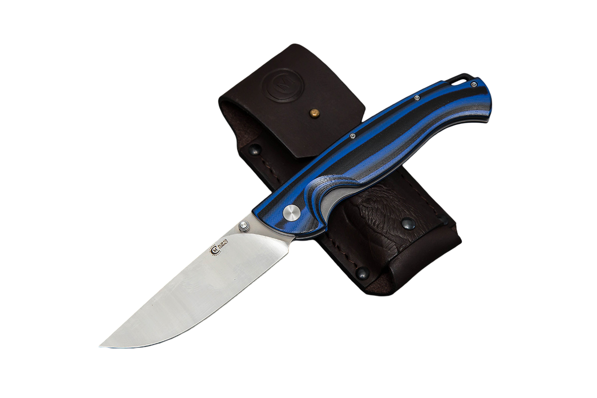 Нож ИП СЕМИНА Сибиряк сталь AUS-10 рукоятка G10 черно-синяя складной - фото 1