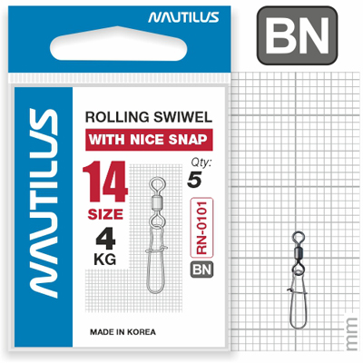 Застежка с вертлюгом Nautilus Rolling Swivel 0101 №14 4кг - фото 1