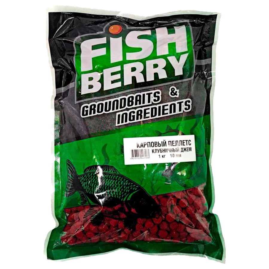 Пеллетс Fish Berry карповый клубничный джем 10мм 1кг - фото 1
