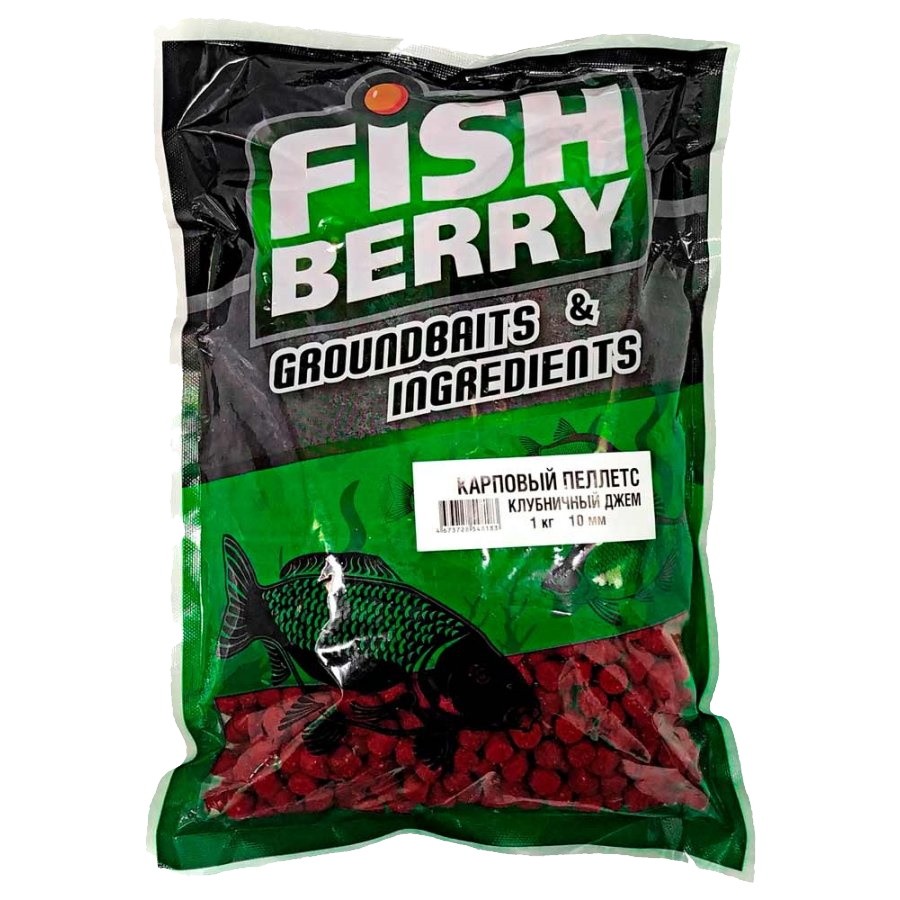 Пеллетс Fish Berry карповый клубничный джем 10мм 1кг - фото 1