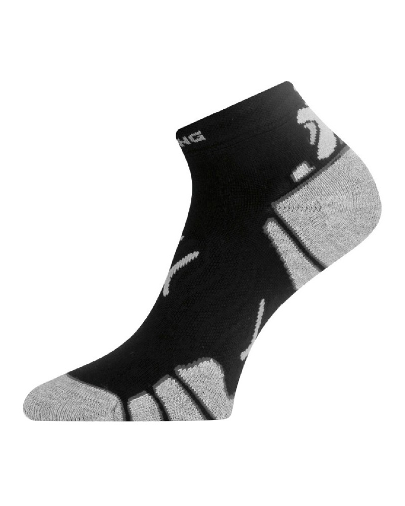 Носки Lasting RUN 901 microfiber+polypropylene черный с серой полоской - фото 1