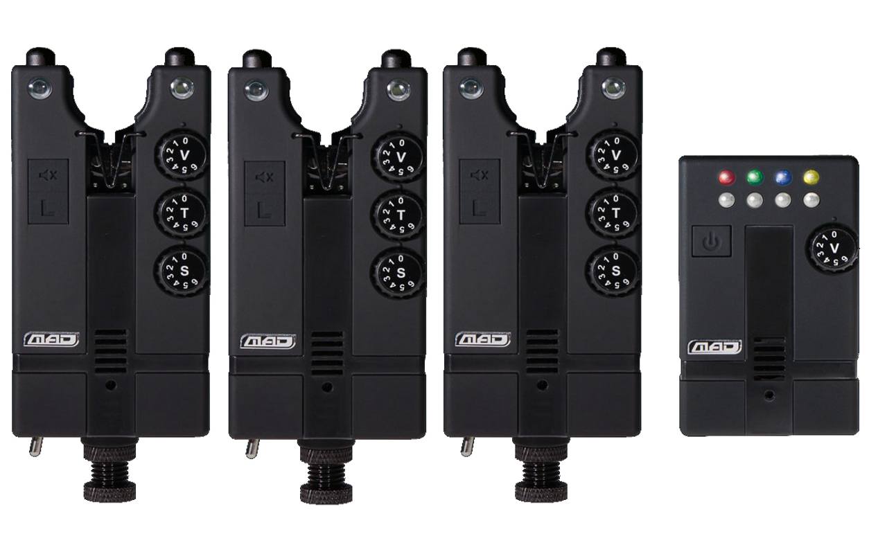 Набор сигнализаторов DAM Hi-t bite alarm set 3+1 blue/red/green - фото 1