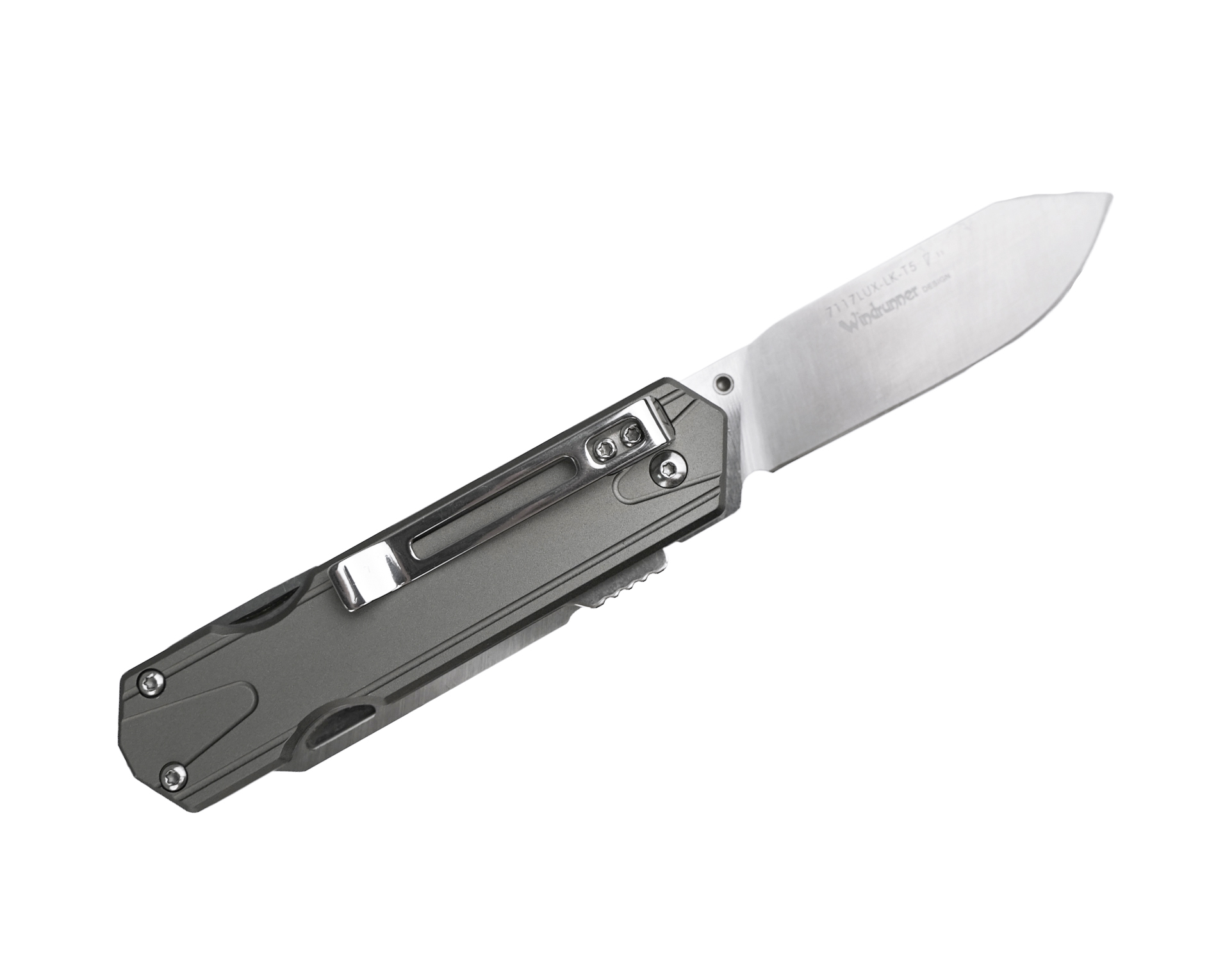 Нож Sanrenmu 7117LUX-LK-T5 складной сталь 12C27 рукоять Gray Aluminum - фото 1